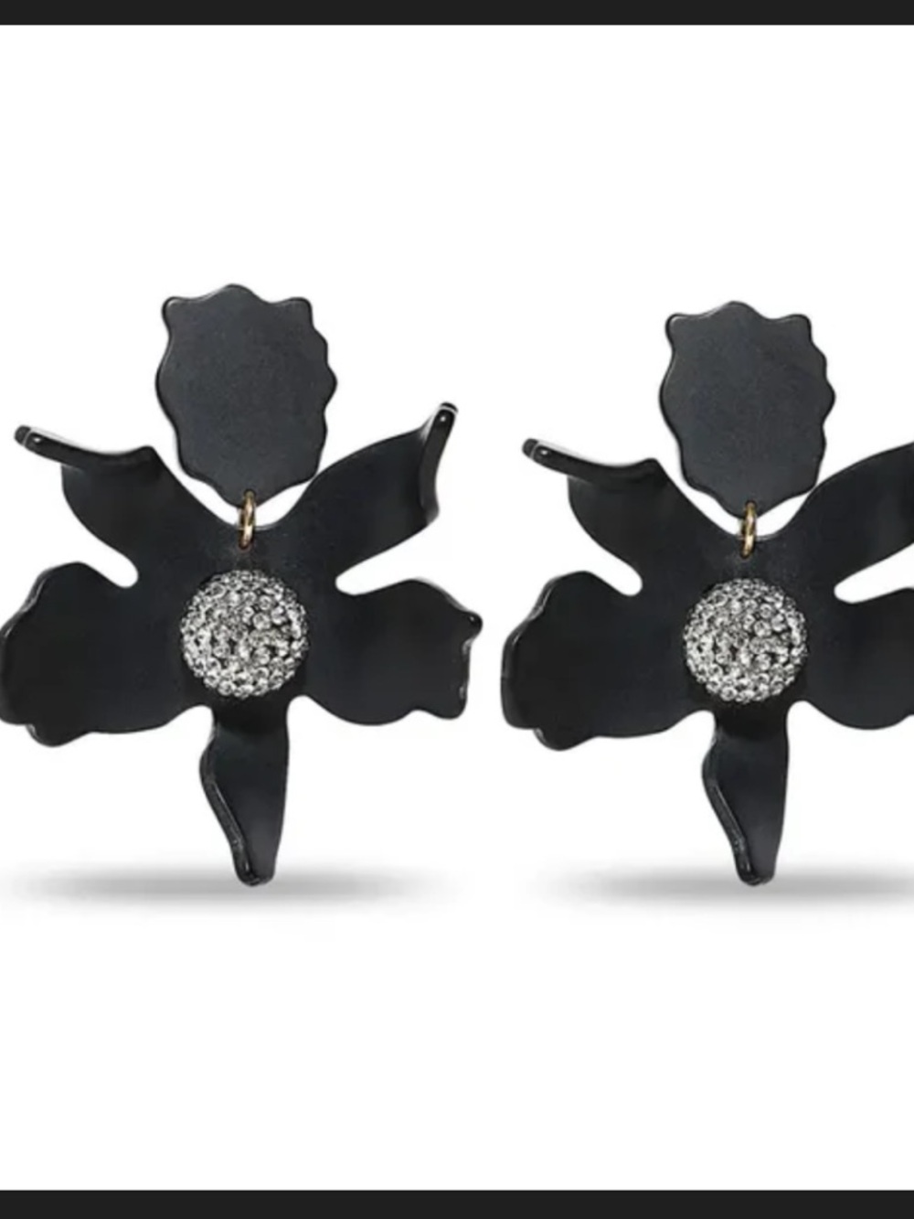 Jet LeLe Sadoughi Crystal Lily Clip On Earrings New On Card (1)